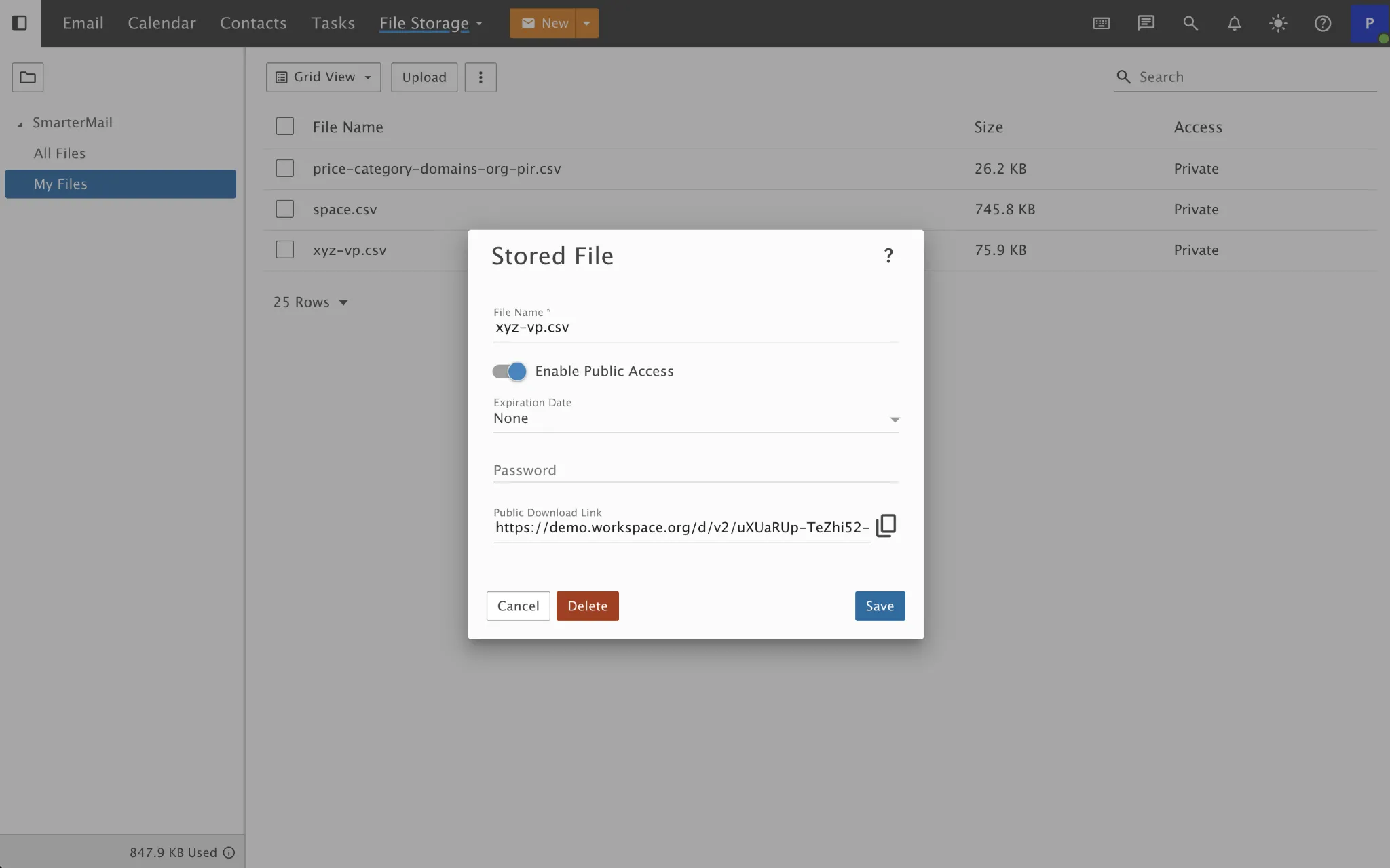 PoweredMail file sharing