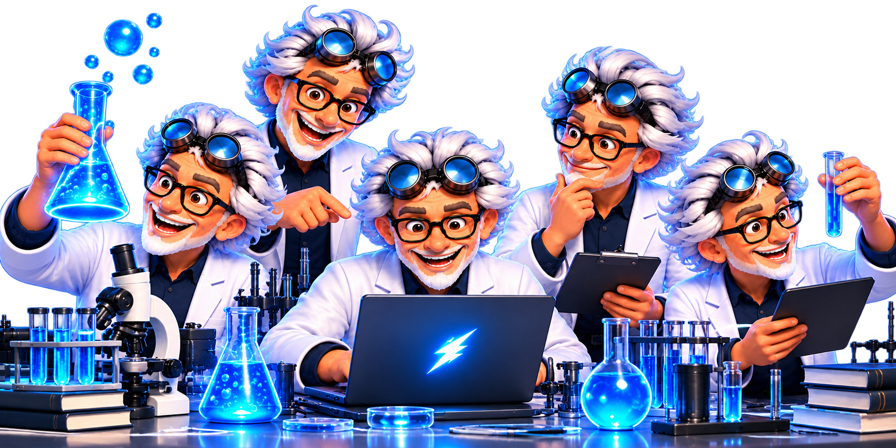 Professor Powered collaborating with his lab team
